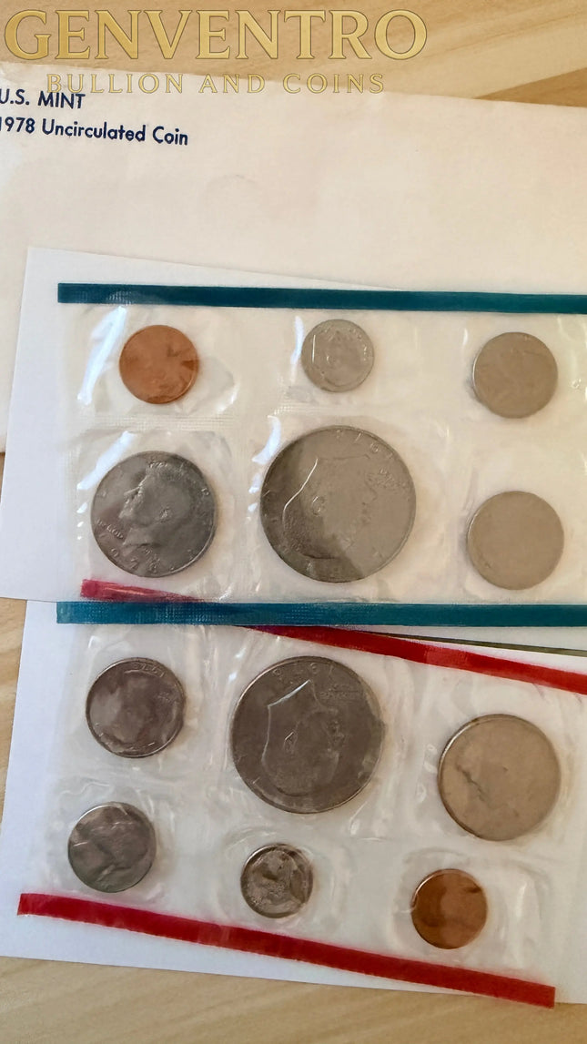 1978 P&D Uncirculated US Coin Set in Original Mint Packaging Genventro