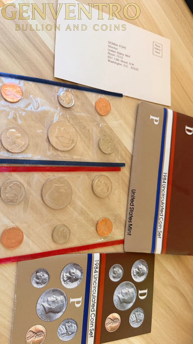 1984 P&D Uncirculated US Coin Set in Original Mint Packaging Genventro