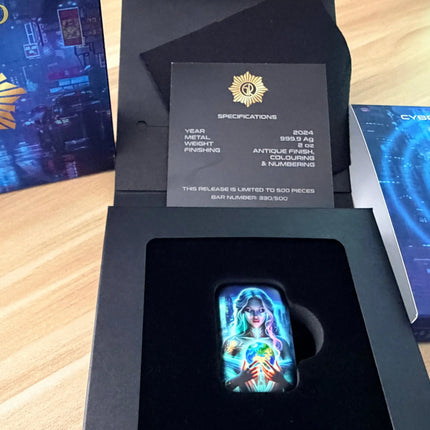 2024 Cyberpunk Goddess Cassandra 2 oz Silver Premium Bar New In Box w/ COA Genventro