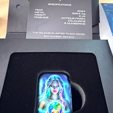 2024 Cyberpunk Goddess Cassandra 2 oz Silver Premium Bar New In Box w/ COA Genventro