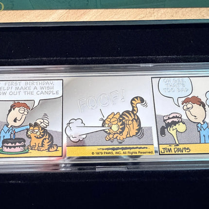 Garfield's 1st Birthday 2025 Niue 1 oz Silver Art Bar New in Box w/ COA Mintage of 1,000 Genventro