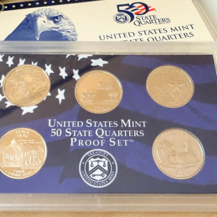 2004 U.S. Mint 50 State Quarter Proof Set In Original Packaging and Box Genventro