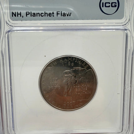 2000 P New Hampshire Planchet Flaw Proof State Quarter ICG MS66 Genventro