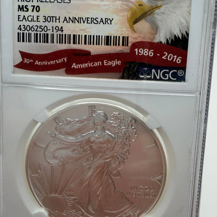2016 American Silver Eagle First Release 30th Anniversary NGC MS70 Genventro