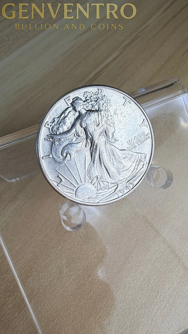 1943 Walking Liberty Half Dollar 90% Silver  Brilliant Uncirculated BU Genventro