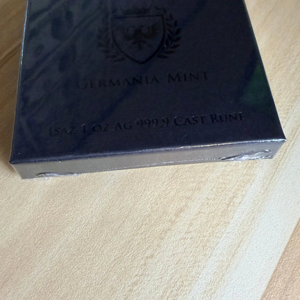Germania Mint Isaz 1 oz Cast Rune Silver Bar Brand New Sealed in Box w/ COA Genventro