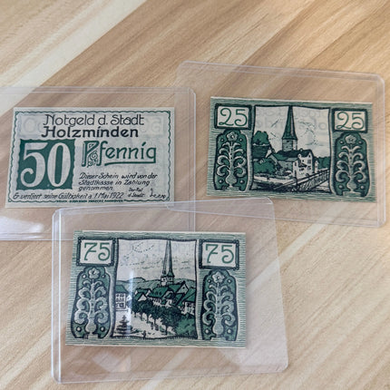 1922 Germany Notgeld Holzminden 25 50 75 Pfennig Set (3) Emergency Money Notes Genventro