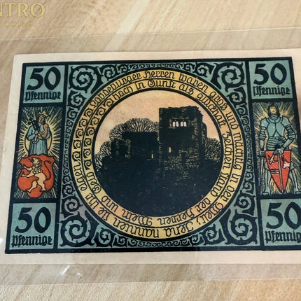 Germany Notgeld 50 Pfennig Castle Ruins & Knights – Early 1920s Emergency Money Genventro