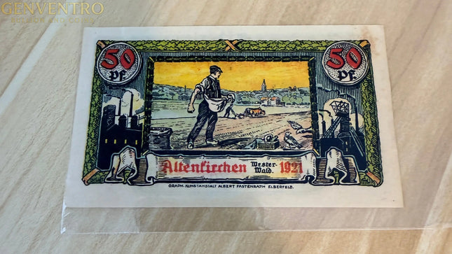 Germany Altenkirchen Westerwald Notgeld 50 Pfennig – Lion Coat of Arms Genventro