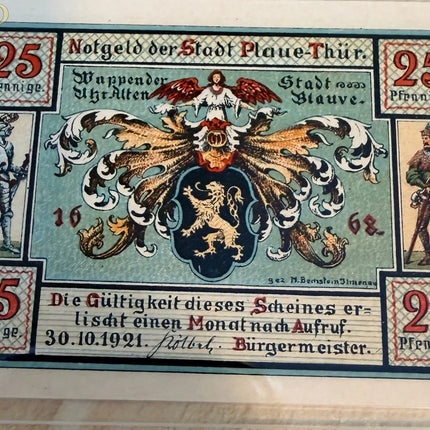 1921 Germany Plauen in Thüringen Notgeld 25 Pfennig – Industry & Porcelain Craft Scene Genventro