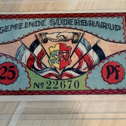 1920 Germany Süderbrarup Notgeld 25 Pfennig – Map & Dragon Propaganda Design Genventro