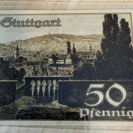 1921 Germany Stuttgart Notgeld 50 Pfennig – Württemberg Horse Coat of Arms Genventro