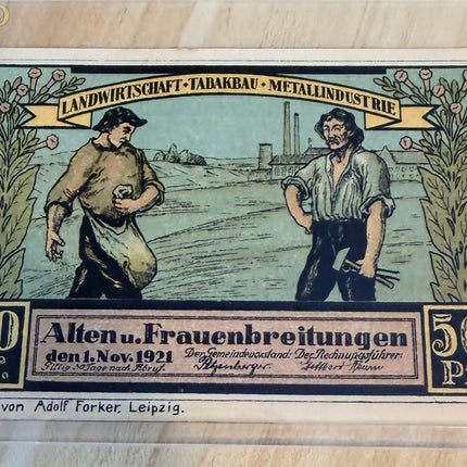 1921 Germany Frauenbreitungen Notgeld 50 Pfennig – Church Scene – Scarcer Type Genventro