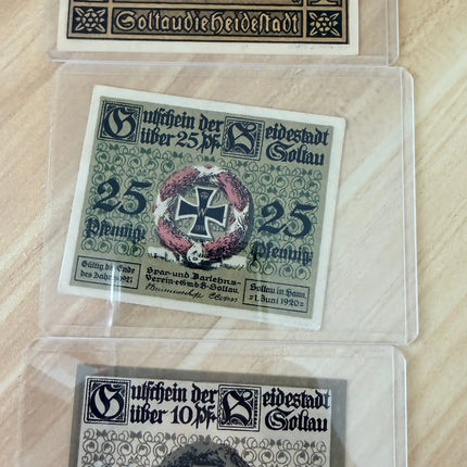 1920–1921 Germany Soltau “Heidestadt” Notgeld Set – 10, 25 & 50 Pfennig Kriegsnotgeld – Lot of 3 Genventro