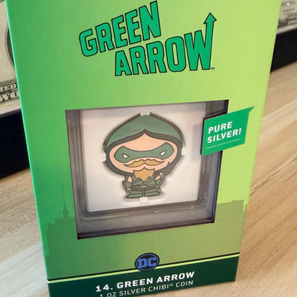 2022 DC Green Arrow 1 oz .999 Fine Silver Chibi Bar – Original Display Box Genventro