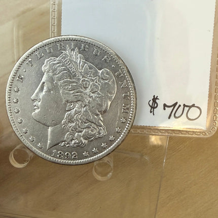 1892-CC Morgan Silver Dollar • Carson City Mint • Key Date • VF Details • Scarce CC Coin Genventro