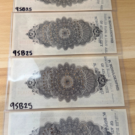 1933 $1 Atlantic County Depression Scrip Notes • Brown/Black Nov. 1 Issue • 4 Consecutive Serials • Emergency Currency Genventro