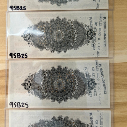 1933 $1 Atlantic County Depression Scrip Notes • Brown/Black Nov. 1 Issue • 4 Consecutive Serials • Emergency Currency Genventro