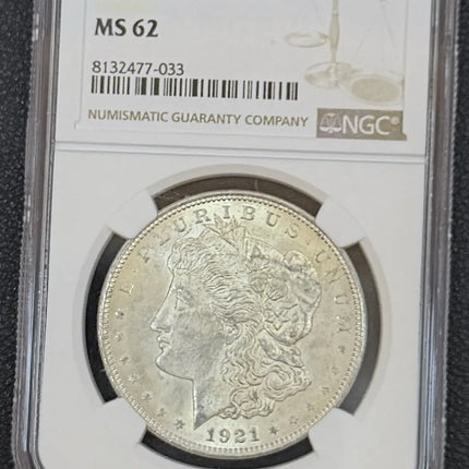 1921 Morgan Dollar NGC MS62 Sharp Detail Nice Toning #033 Genventro
