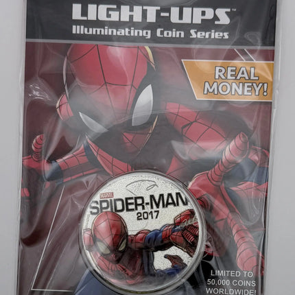 2017 Fiji Half Dollar - Spider Man Light Up Series Illuminating Coin Series Marvel Genventro Bullion and Coins