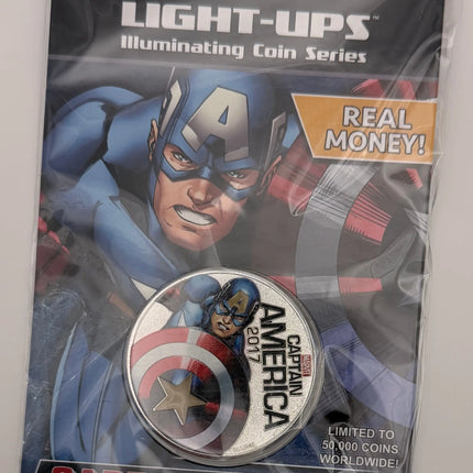 2017 Fiji Half Dollar - Captain America Light Up Series Illuminating Coin Series Marvel Genventro Bullion and Coins