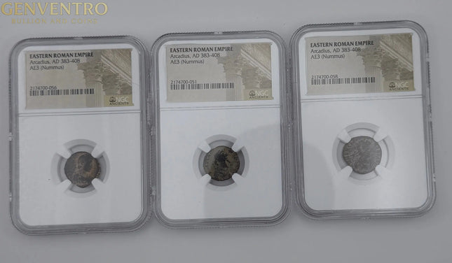 Eastern Roman Empire Arcadius AD 383-408 NGC AE3 Nummus Genventro Bullion and Coins