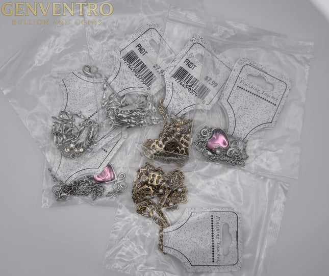 Mixed Fashion Costume Jewelry Lot – 6 Piece Bundle – DIY Craft Charms & Necklaces Genventro