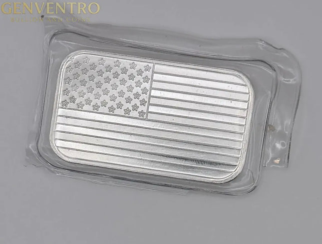 1 oz Silver Bar SilverTowne American Flag - 999 Fine Silver - Sealed Genventro Bullion and Coins