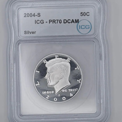 2004-S Silver Kennedy Half Dollar ICG PR70 DCAM 90% Silver #403 Genventro Bullion and Coins