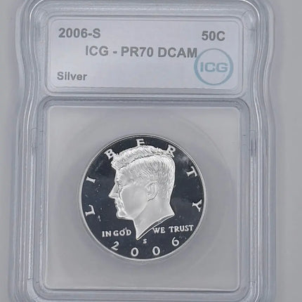 2006-S Silver Kennedy Half Dollar ICG PR70 DCAM Proof 90% Silver # 1503 Genventro Bullion and Coins