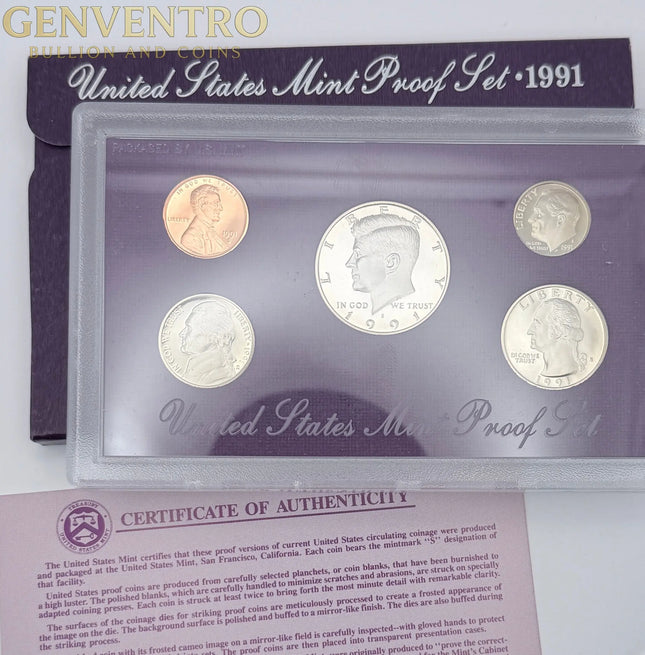 1991 US Mint Proof Set - BU Coins with Original Mint Packaging #290 Genventro Bullion and Coins