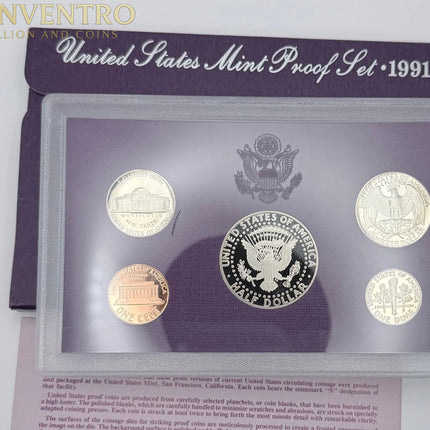 1991 US Mint Proof Set - BU Coins with Original Mint Packaging #290 Genventro Bullion and Coins