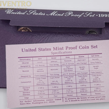 1991 US Mint Proof Set - BU Coins with Original Mint Packaging #290 Genventro Bullion and Coins