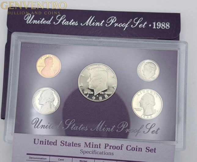 1988 US Mint Proof Set BU Coins with Original Mint Packaging  #276 Genventro Bullion and Coins