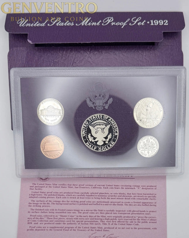 1992 US Mint Proof Set BU Coins with Original Mint Packaging  #318 Genventro Bullion and Coins
