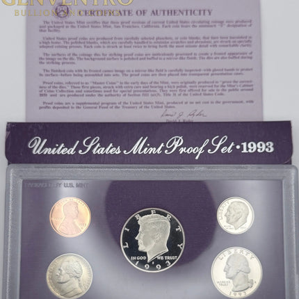 1993 US Mint Proof Set BU Coins with Original Mint Packaging #306 Genventro Bullion and Coins