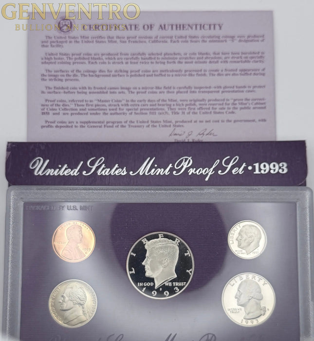 1993 US Mint Proof Set BU Coins with Original Mint Packaging #306 Genventro Bullion and Coins
