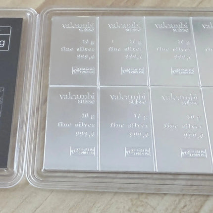 Valcambi 100 x 1 Gram Silver CombiBar - Brand New In Assay Card Genventro Bullion and Coins