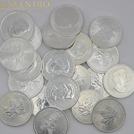 1 oz Canadian Silver Maple Leaf Coin .9999 Fine Silver (Random Year) Genventro Bullion and Coins