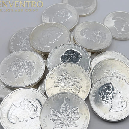 1 oz Canadian Silver Maple Leaf Coin .9999 Fine Silver (Random Year) Genventro Bullion and Coins