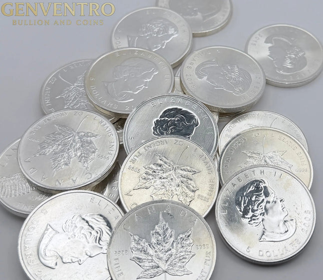 1 oz Canadian Silver Maple Leaf Coin .9999 Fine Silver (Random Year) Genventro Bullion and Coins