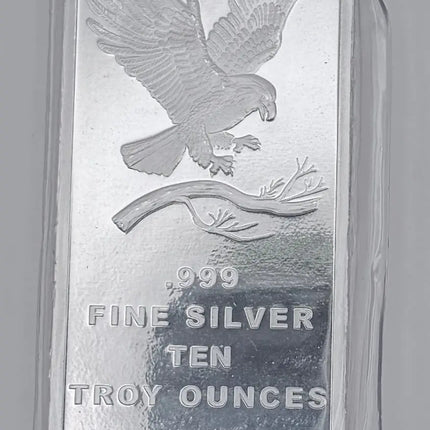 SilverTowne 10 oz Silver Bar .999 Fine Silver - Eagle Design - New in Wrap Genventro Bullion and Coins