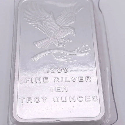 SilverTowne 10 oz Silver Bar .999 Fine Silver - Eagle Design - New in Wrap Genventro Bullion and Coins