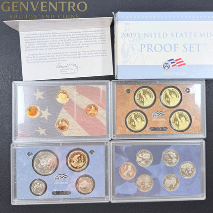 2009 Proof Set - W/ Kennedy & Presidential Dollars  18 coins with Box & COA Genventro Bullion and Coins