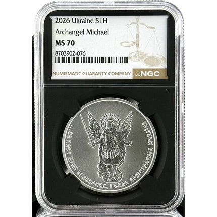 2026 ukraine archangel michael 1 oz silver coin ngc ms 70 black core in stock items, collectible coins, collectible coins, graded coins