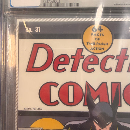 Detective Comics #31 Foil - 35g .999 Fine Silver- CGC Graded 9.8 DC Comics by Agoro