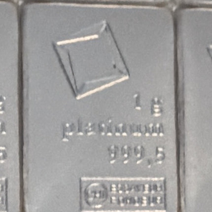 1 gram Platinum Bar - Valcambi - 999.5 Fine Platinum