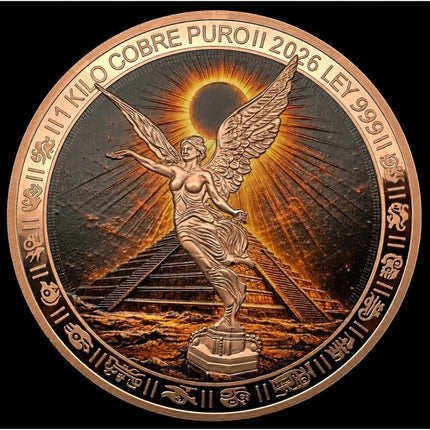 2026 aztec lunar &amp; solar eclipse colorized 1 kilo copper medal (05/28) active offers, art bars/rounds, copper bullion