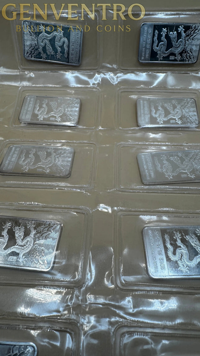 Year of the Dragon 1/2 oz Pure Silver Bar 2012 LUNAR SERIES Genventro