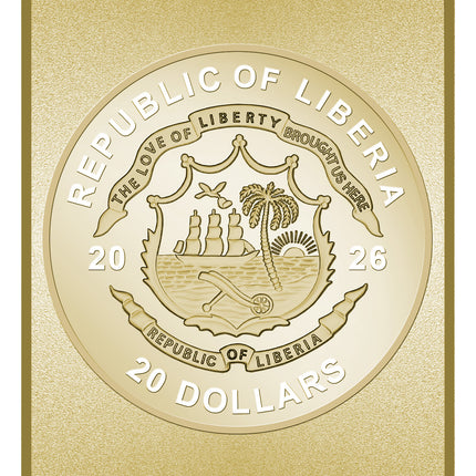 2026 Liberia 1/200 oz .999 Fine Gold (Au) Dragon Skull Proof Bar in Capsule